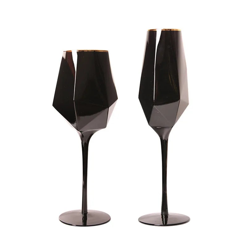 Pure Black Crystal Golden Edge Red Wine Glass Goblet Light Luxury Simple Model Room Special Champagne Glasses Kitchen Utensils eprolo