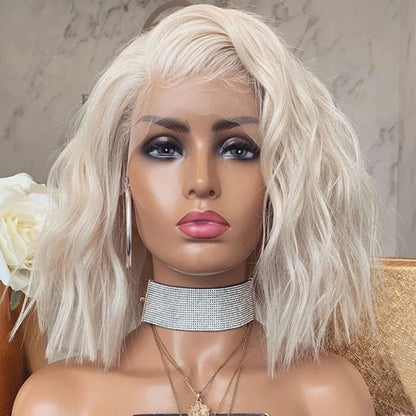 Wig 60# Ladies Front Lace Chemical Fiber To Shoulder Short Curly Wig Headgear - Shello's Creative Boutique