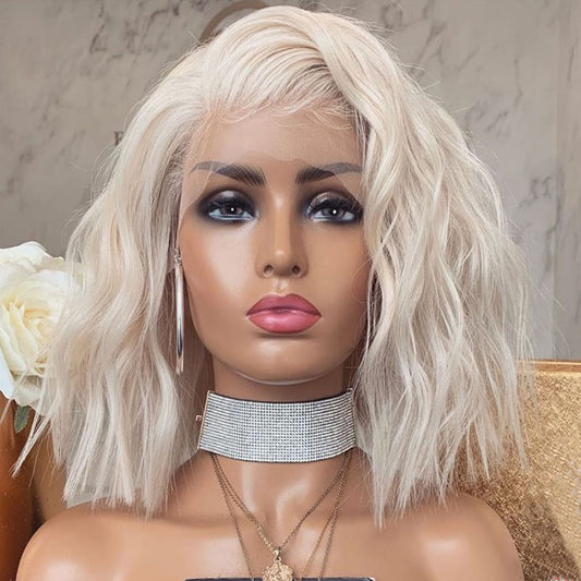 Wig 60# Ladies Front Lace Chemical Fiber To Shoulder Short Curly Wig Headgear Shello Creative Boutique