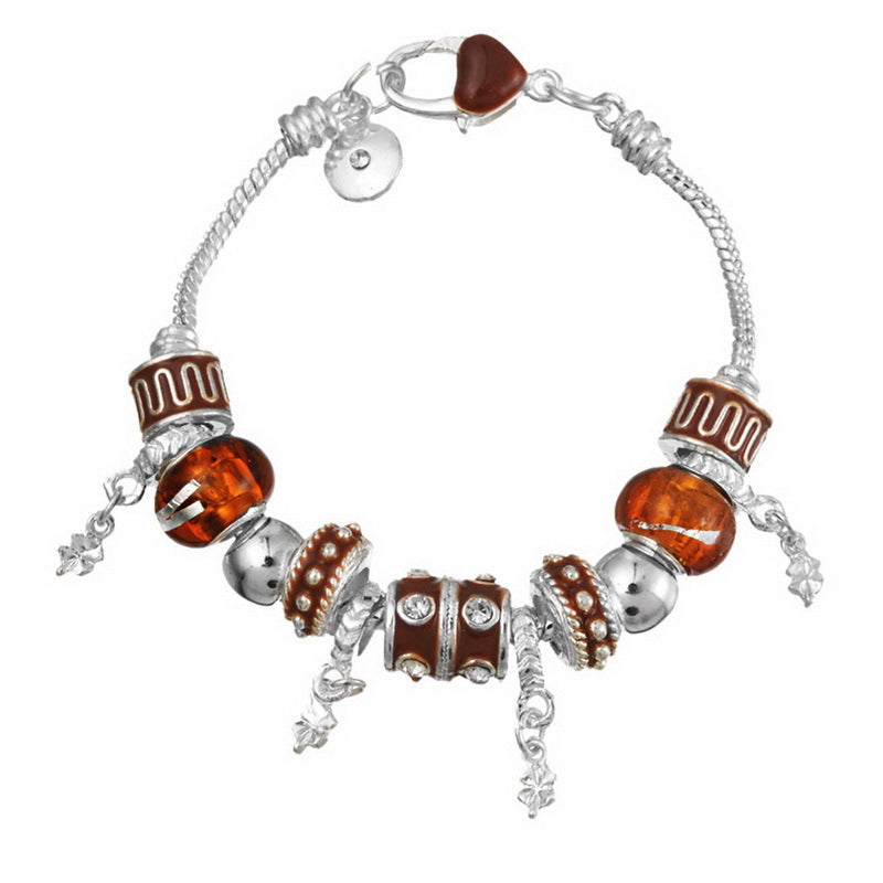 Pink Crystal Charm Silver Bracelets Bangles for Women With Murano Beads Silver Bracelet Jewelry eprolo