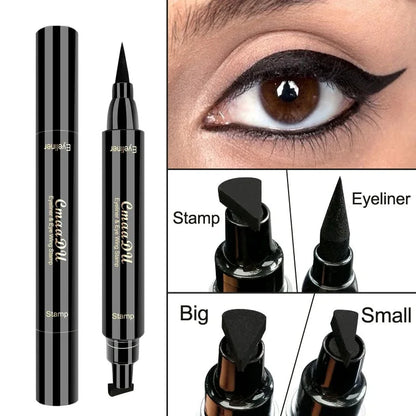 Cmaadu 2 In1 Stamp Seal Eyeliner Pen Waterproof Liquid Eyeliner Pencil Long Lasting Quick Dry Natural Make Up Black Liner - Shello's Creative Boutique