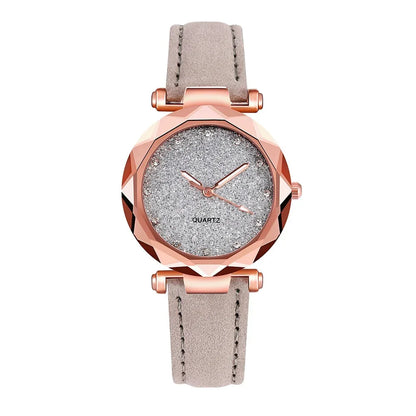 Ladies fashion Korean Rhinestone Rose Gold Quartz Watch Female Belt Watch Women's Watches Fashion Clock Watch Women Watches #A - Shello's Creative Boutique