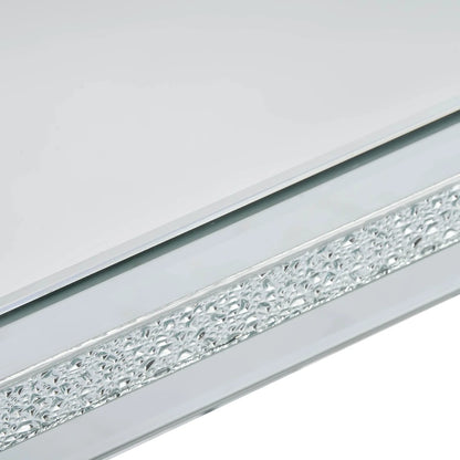 ON-TRANS Stylish Modern Glass Mirrored Coffee Table – Crystal Elegance with Adjustable Height Legs in Silver - Shello's Creative Boutique