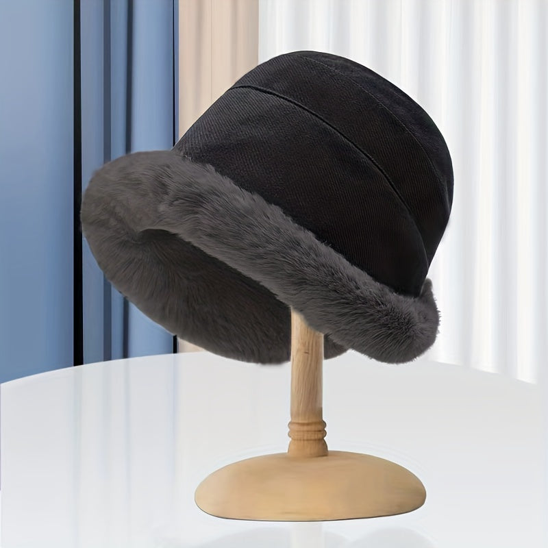 Winter Thermal Bucket Hat, Faux Fur Plush Thickened Ear Protection Fisherman Warmer Hat For Women Xmas Gift Shello's Creative Boutique