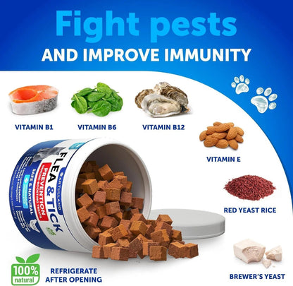 Natural Flea & Tick Supplement for Cats - 135 Soft Chews with Vitamins