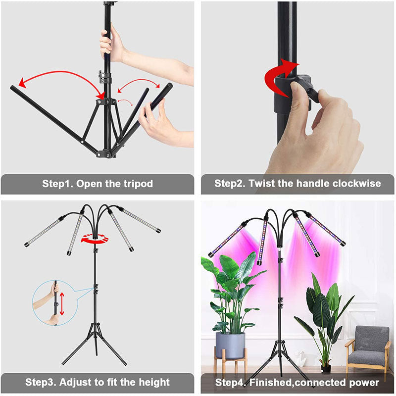 Full Spectrum LED Grow Light with Tripod - 40W Plant Lamp - Shello's Creative Boutique