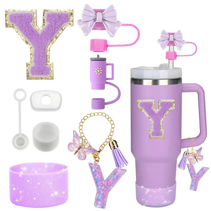 8 - Piece Stanley Cup Accessory Set – Silicone Straw Topper, Boot, Handle & Charm - Shello's Creative Boutique