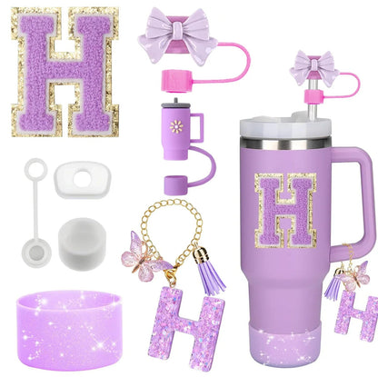 8 - Piece Stanley Cup Accessory Set – Silicone Straw Topper, Boot, Handle & Charm - Shello's Creative Boutique