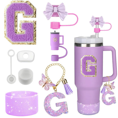 8 - Piece Stanley Cup Accessory Set – Silicone Straw Topper, Boot, Handle & Charm - Shello's Creative Boutique