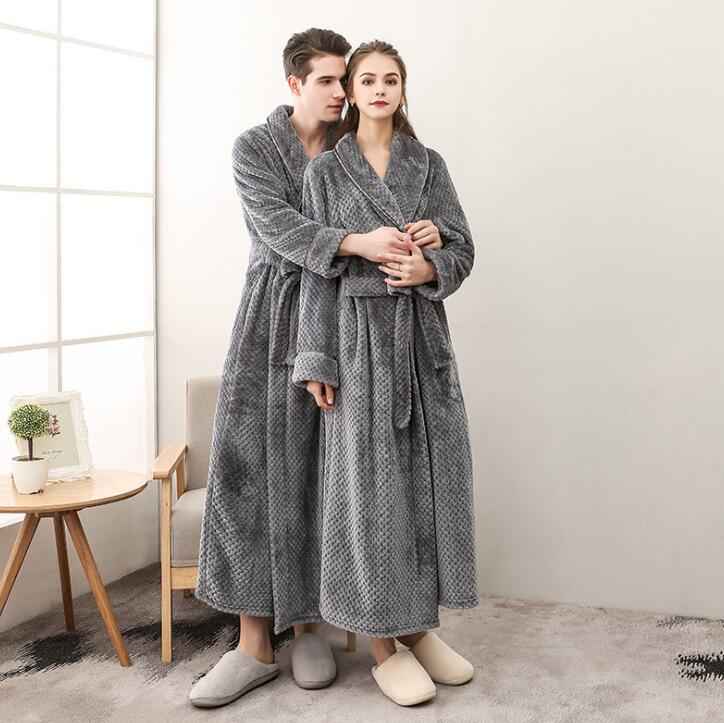 Luxury Flannel Bathrobe - Thick Warm Dressing Gown for Men & Women