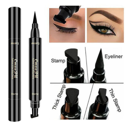Cmaadu 2 In1 Stamp Seal Eyeliner Pen Waterproof Liquid Eyeliner Pencil Long Lasting Quick Dry Natural Make Up Black Liner - Shello's Creative Boutique