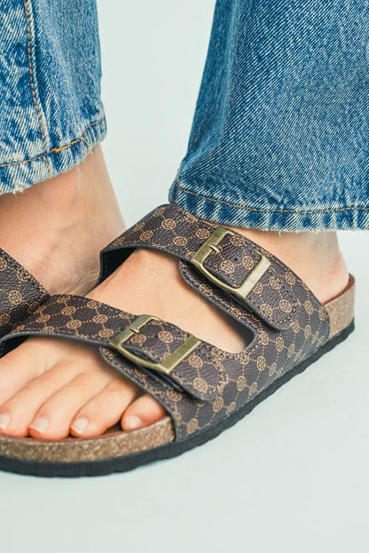 White Vintage Double Buckle Comfortable Slippers - Shello's Creative Boutique