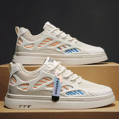 Breathable mesh shoes men's small white shoes thick soled sports and leisure board shoes - Shello's Creative Boutique