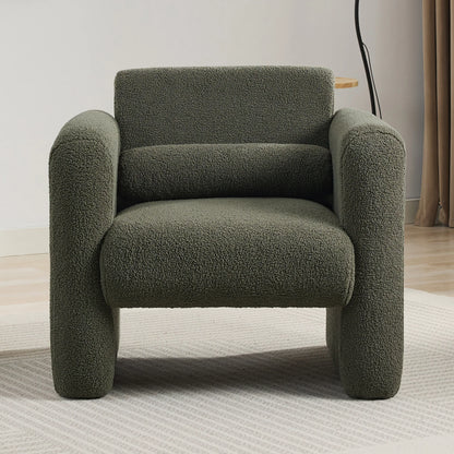 Modern style chair with Sheepskin Sherpa fabric soft cushion, armchair, soft with backrest and pillow - Shello's Creative Boutique