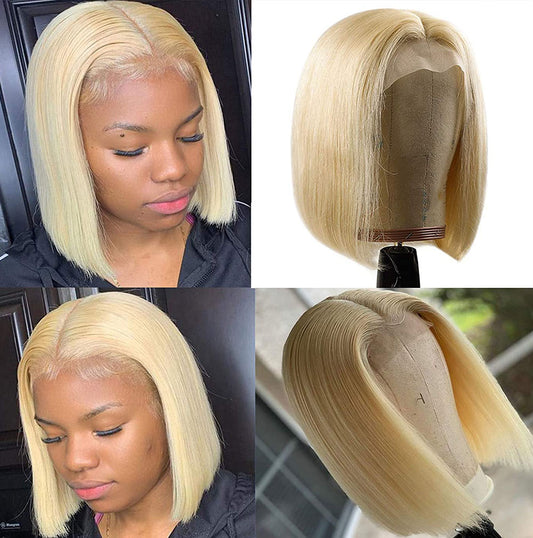Hand Groove 13*2.5 Chemical Fiber Front Lace Wig Headgear 613# Wave Hair Natural Straight Hairline Wig Shello Creative Boutique