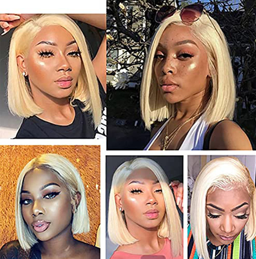 Hand Groove 13*2.5 Chemical Fiber Front Lace Wig Headgear 613# Wave Hair Natural Straight Hairline Wig Shello Creative Boutique