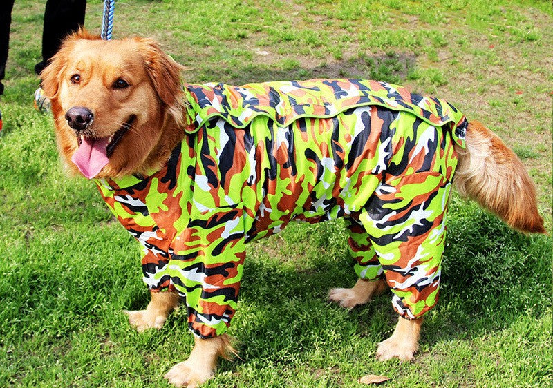 Pet dog raincoat, dog clothing processing, clothing and clothing, big dog raincoat, four legged golden fur, large dog Shello Creative Boutique