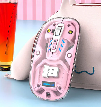 Bluetooth wireless transparent mouse mute dual-mode desktop computer laptop office business USB - Shello's Creative Boutique