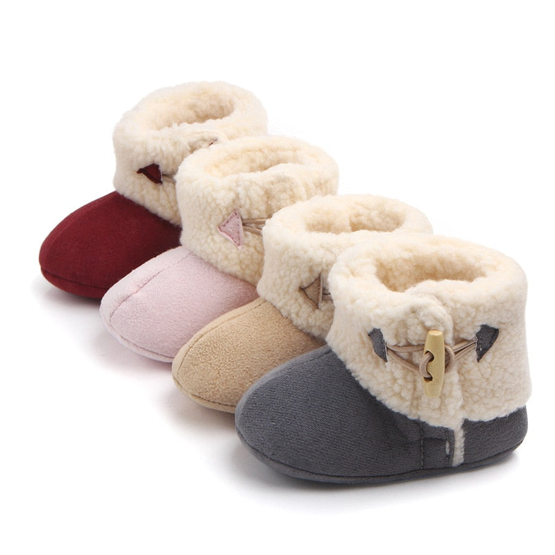 Fashion Winter Baby Boots Infant Girls Boys Warm Ankle Snow Boots Toddler Fur Plush Insole Buckle Boots Shoes eprolo