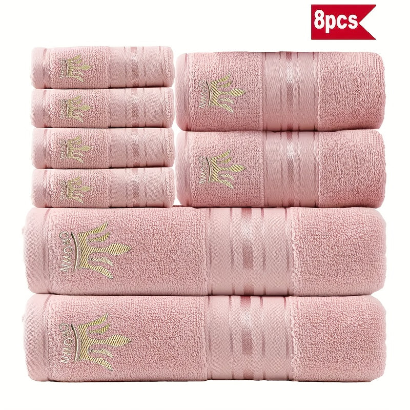 8 Piece Luxury Hotel Cotton Bath Towel Set - 390 GSM