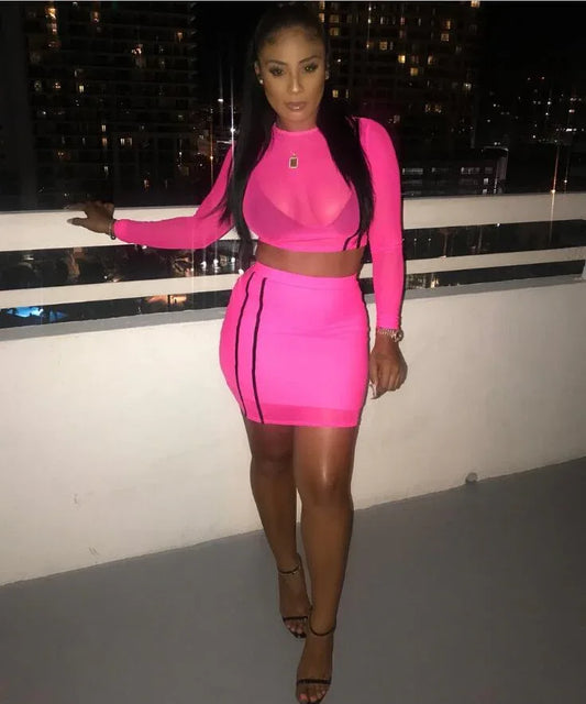 women 2 piece sets club wear sexy bodycon dress - Shello's Creative Boutique
