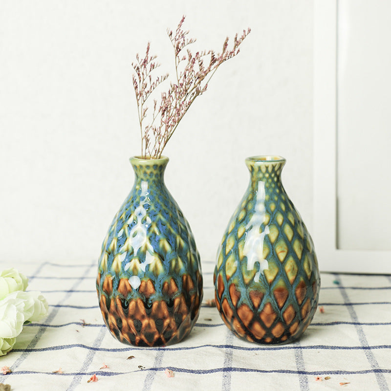 Ceramic Aromatherapy Bottle Creative Home Mini Ceramic Vase Ornament Decoration Hydroponic Small Vase Concave Bottle Convex Bottle eprolo