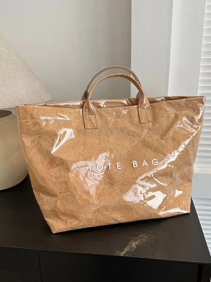 Fashionable Retro Dupont Paper Bag Women's Large Capacity Kraft Paper Handbag Shopping Bag Trendy - Shello's Creative Boutique