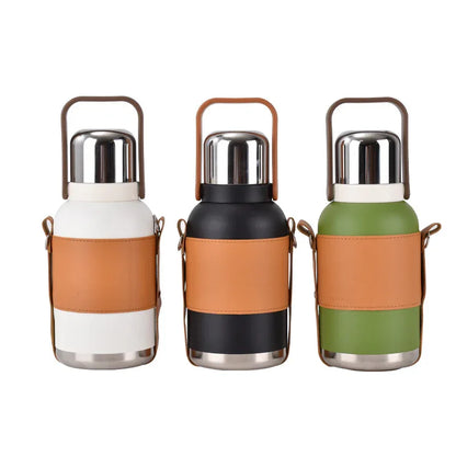 Large capacity 316 stainless steel sports water bottle outdoor with carrying rope portable travel pot thermos cup - Shello's Creative Boutique