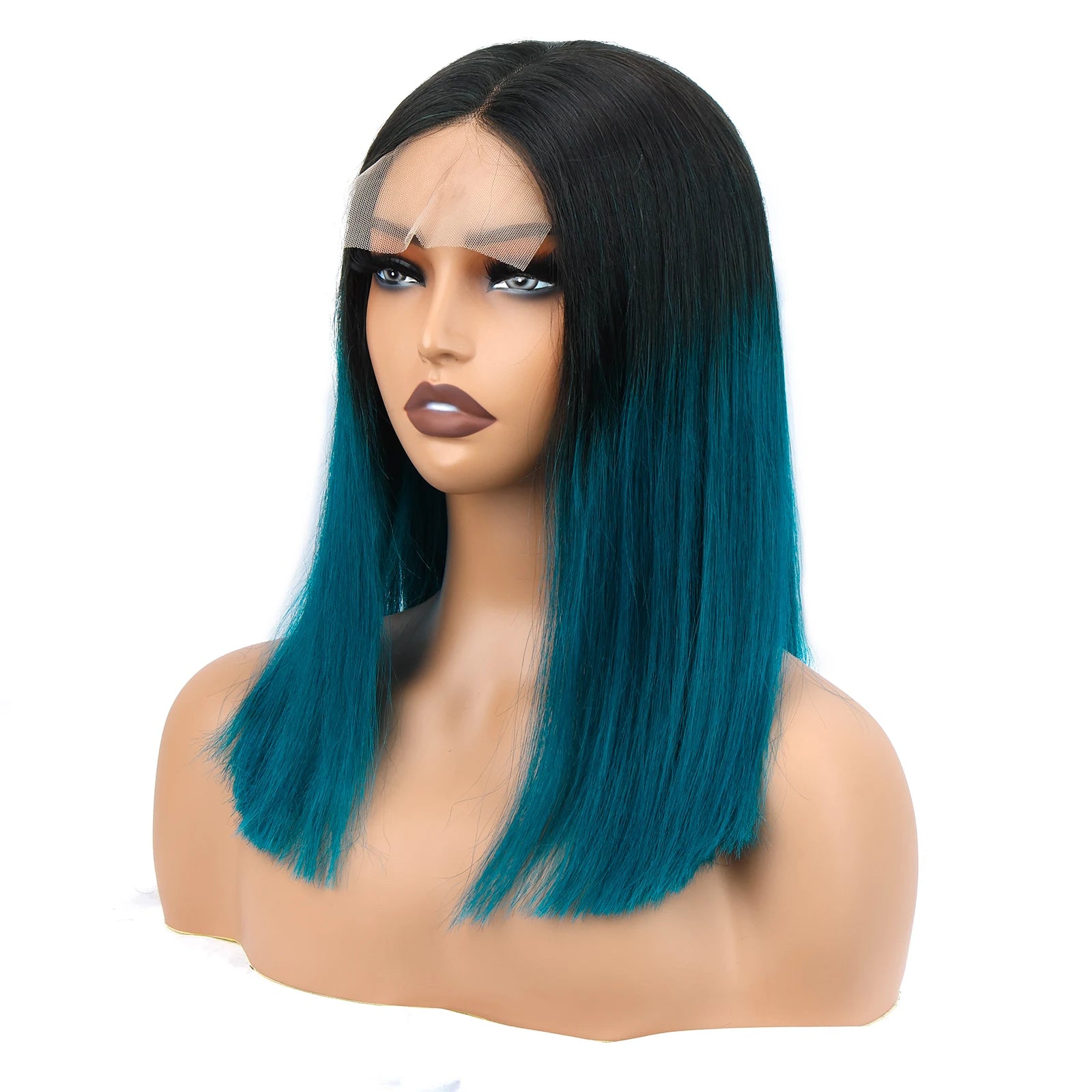 4x4 Lace Closure short Bob Wigs Human Hair T1B/green Color Bob Wig Double Drawn Straight Human hair Bob Lace Front Wig For Women eprolo