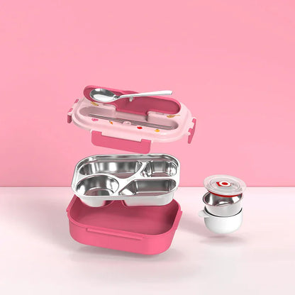 Cartoon cute food grade household 316 stainless steel compartment lunch box lunch box - Shello's Creative Boutique