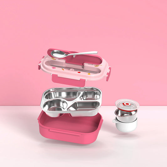 Cartoon cute food grade household 316 stainless steel compartment lunch box lunch box eprolo
