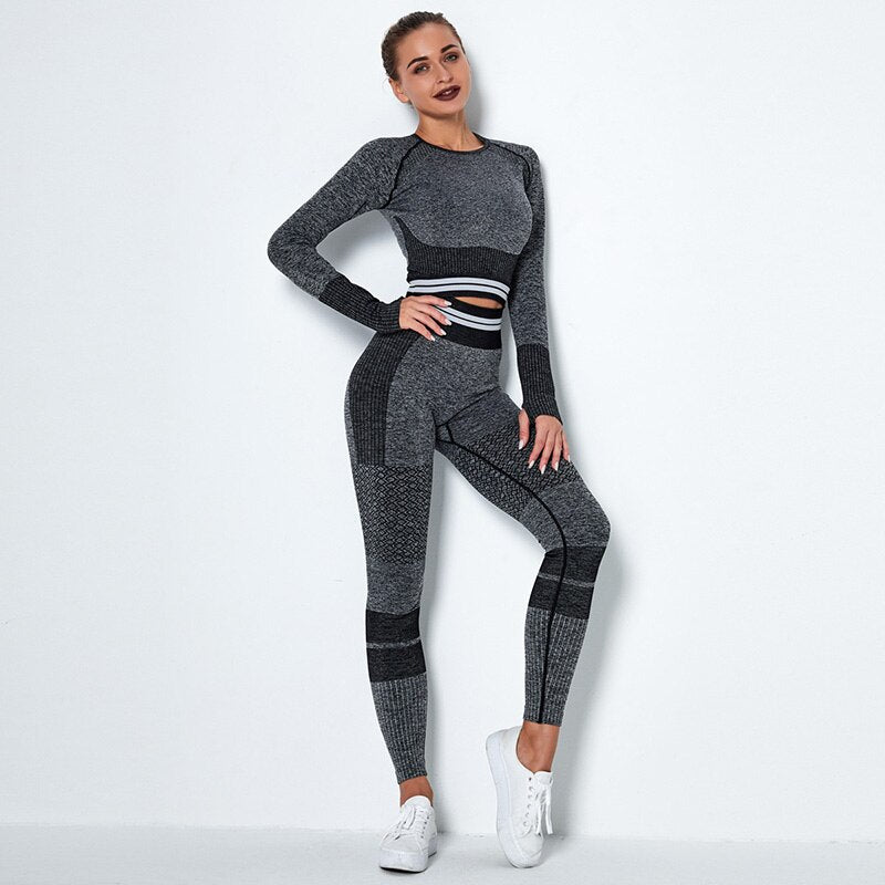 4Pcs Women Vital Seamless Yoga Set Sports Bra+Crop Top Shirts+Shorts+High Waist Leggings Gym Clothing Sports Wear For Women Shello Creative Boutique
