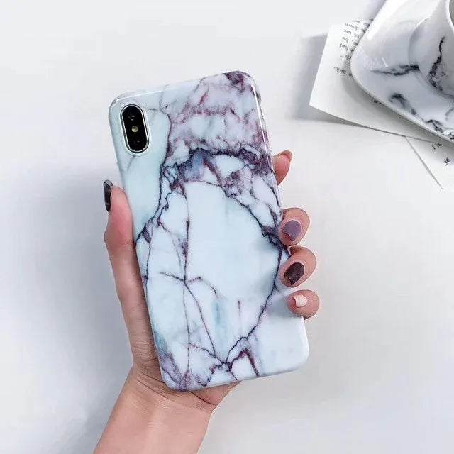 Luxury Marble Case For iPhone 7 Case Soft Silicone Back Cover For iPhone 6 6S 7 Plus 8 Plus Coque iPhone X XR XS Max Case Cover - Shello's Creative Boutique