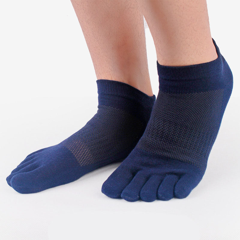100% Cotton Five-Toe Mesh Socks - Breathable Split-Toe Socks for Men