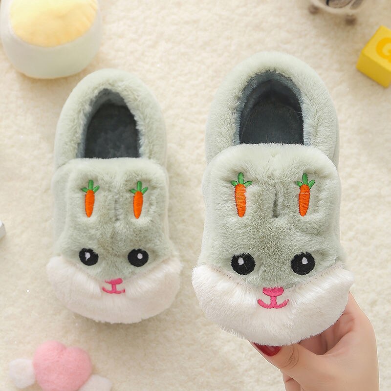 Kids Cotton Slides Autumn Winter Indoor Non-slip Cute Rabbit Non-slip Kids Shoes Home Slippers Fashion Baby Boys Girls Slippers eprolo