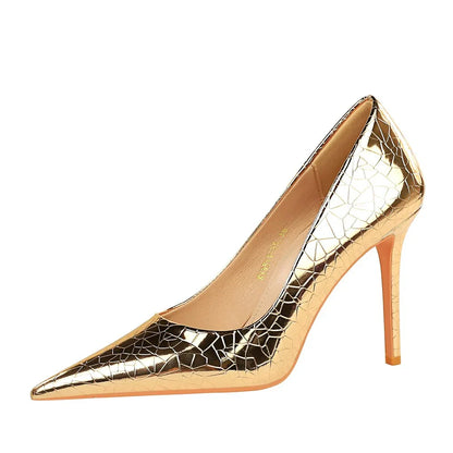 Sexy nightclub thin high heeled shoes stiletto ultra high heeled shallow mouth pointed - Shello's Creative Boutique