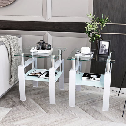 Set of 2 Modern Tempered Glass Tea Tables – Sleek Elegance for Your Living Space - Shello's Creative Boutique