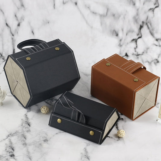 Premium Leather Glasses Storage Case - Elegant Organizer for 2-6 Sunglasses