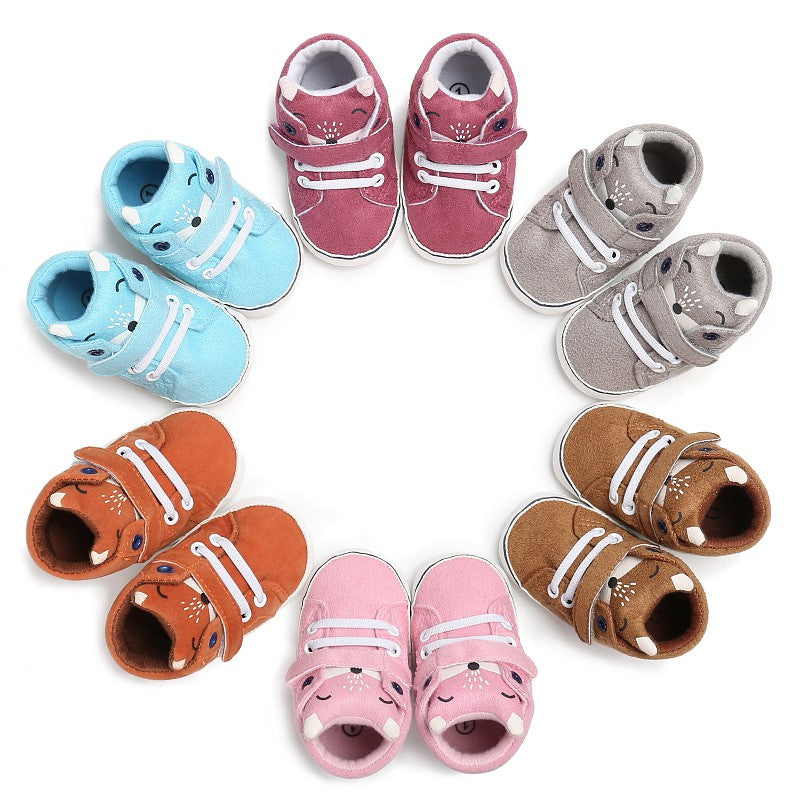 Baby Autumn Shoes Kid Boy Girl Fox Head Lace Cotton Cloth First Walker Anti-slip Soft Sole Toddler Sneaker 1 Pair eprolo