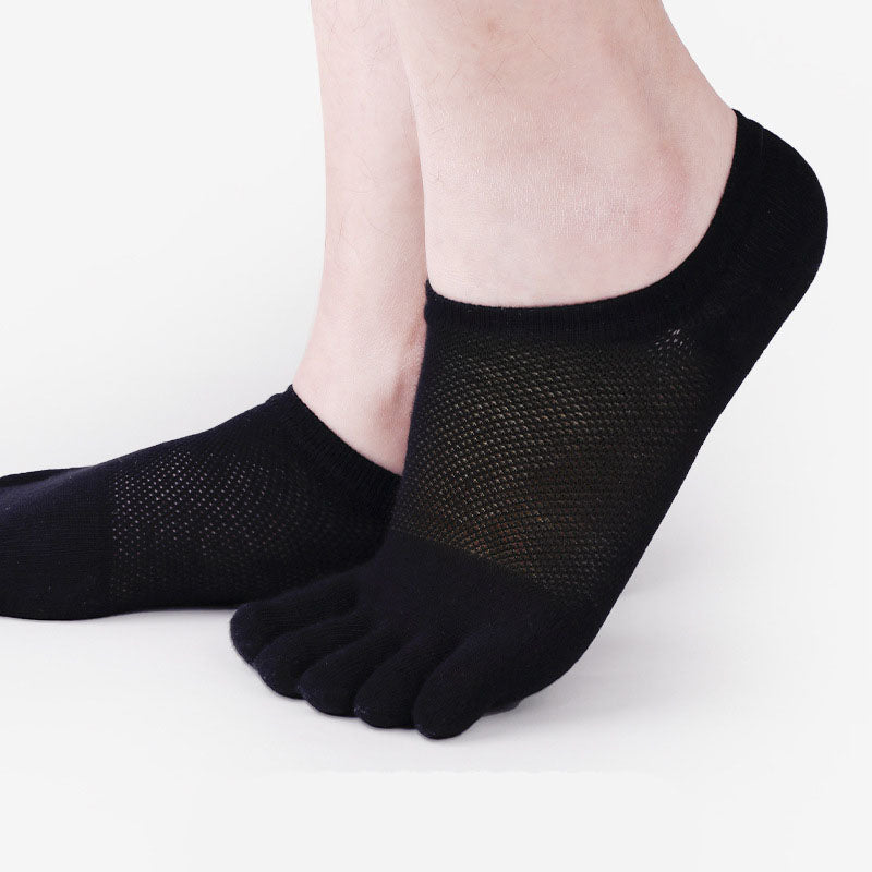 100% Cotton Five-Toe Mesh Socks - Breathable Split-Toe Socks for Men