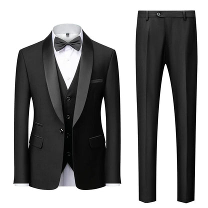 New Grooms men Men Wedding Suits Shawl Lapel Groom Tuxedos - Shello's Creative Boutique