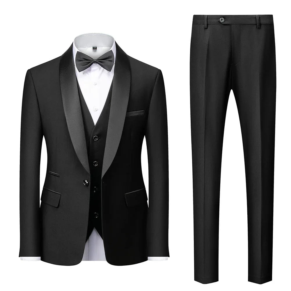 New Grooms men Men Wedding Suits Shawl Lapel Groom Tuxedos - Shello's Creative Boutique
