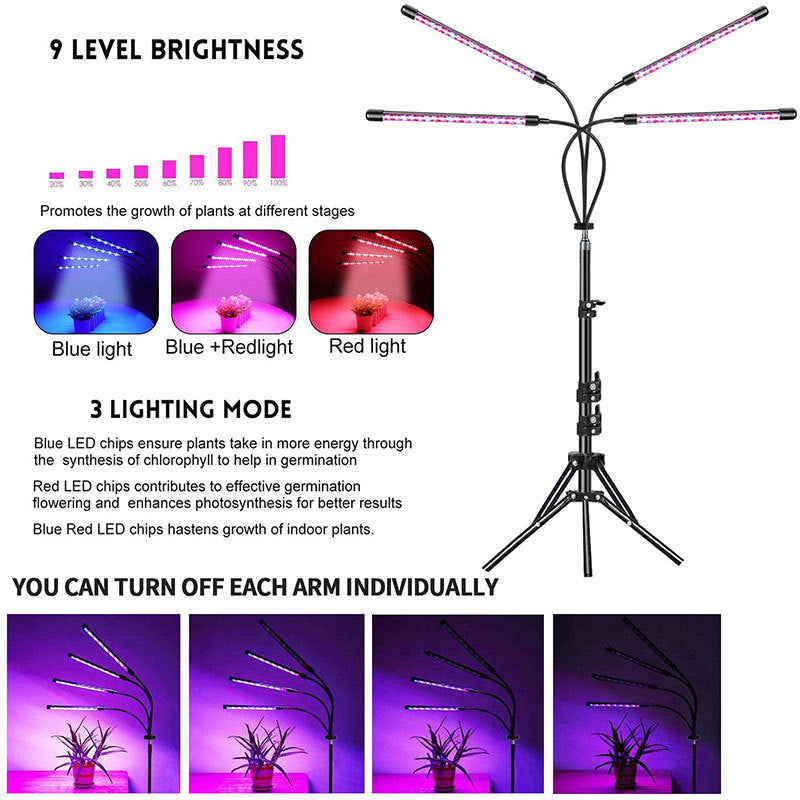 Full Spectrum LED Grow Light with Tripod - 40W Plant Lamp - Shello's Creative Boutique