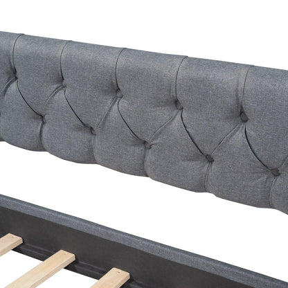 Upholstered Twin Size daybed with Two Drawers Wood Slat Support Gray - Shello's Creative Boutique