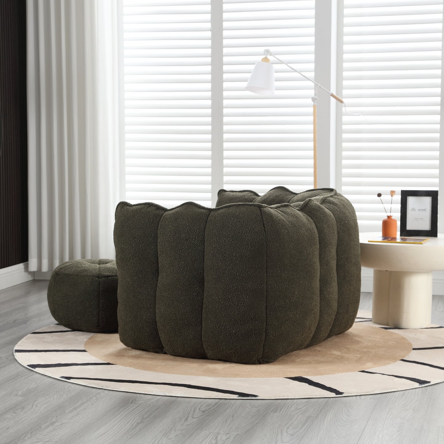 Soft Bean Bag Chair with High Resilient Foam(Chips)for living room and bedroom,Comfortable Square Lazy Sofa with Footstool eprolo