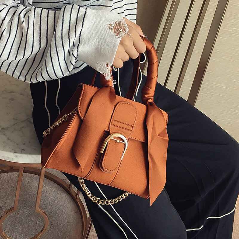 Top-Handle Velvet Bow Handbag - New European Style Chain Bags for Women