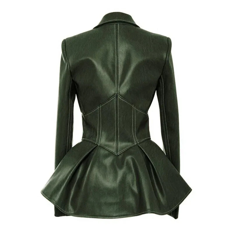 Women Jacket Black Gothic Faux Leather PU Jacket Women Winter Spring Motorcycle Jacket Black Faux Goth Leather Coats - Shello's Creative Boutique