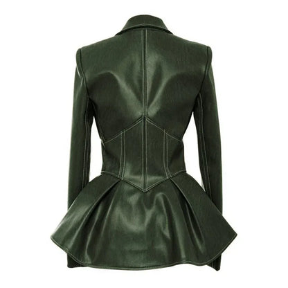 Women Jacket Black Gothic Faux Leather PU Jacket Women Winter Spring Motorcycle Jacket Black Faux Goth Leather Coats - Shello's Creative Boutique
