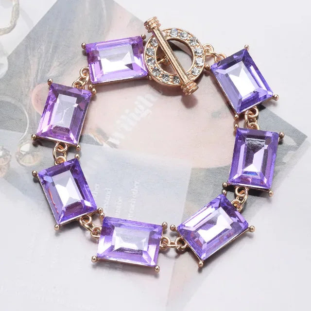 New Purple Yellow Blue Glass Crystal Bracelets Women Charm Jewelry Luxury Boho Ethnic Statement Bracelet Female - Shello's Creative Boutique