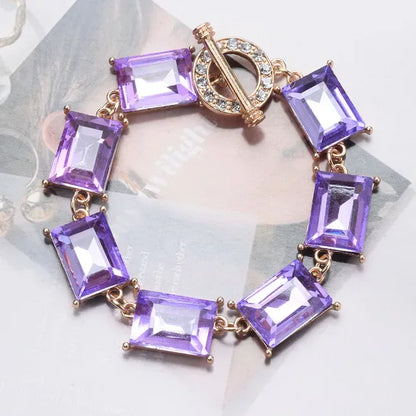 New Purple Yellow Blue Glass Crystal Bracelets Women Charm Jewelry Luxury Boho Ethnic Statement Bracelet Female - Shello's Creative Boutique